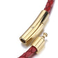 Fasio Men's and Women's 3mm Genuine Leather Necklace, Multicolor Braided Gold Stainless Steel Rope with Safety Clasp