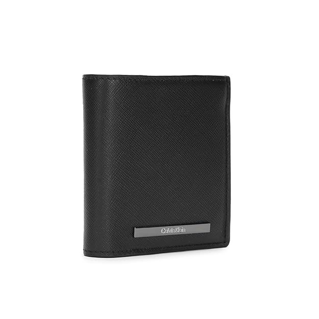 Calvin Klein Leather Black Plain Men Bi-Fold Coin Wallet (ST) - K50K511836BEH, Black