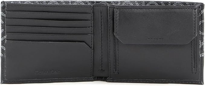 CALVIN KLEIN Men's SUBTLE MONO BIFOLD Wallets, Black Classic Mono, OS, Black Classic Mono, SUBTLE MONO BIFOLD Wallets