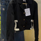 Chanel-style cropped black blazer