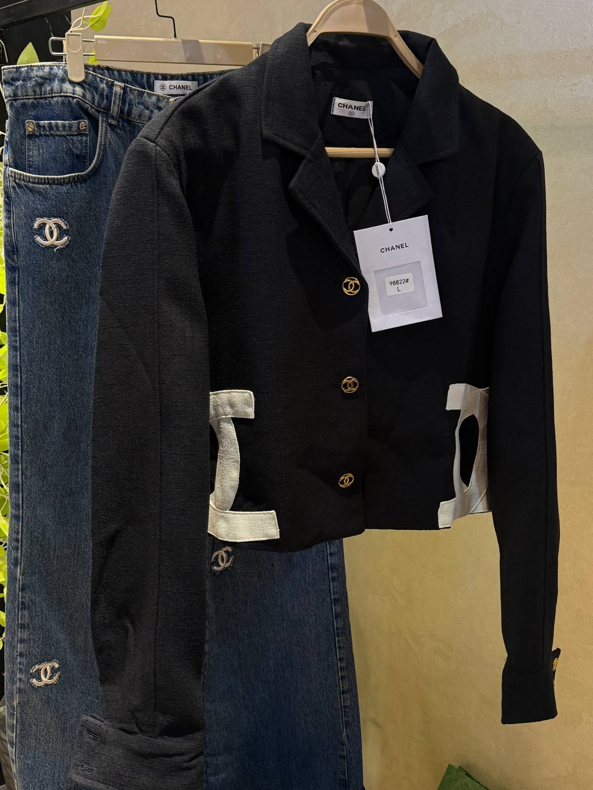 Chanel-style cropped black blazer