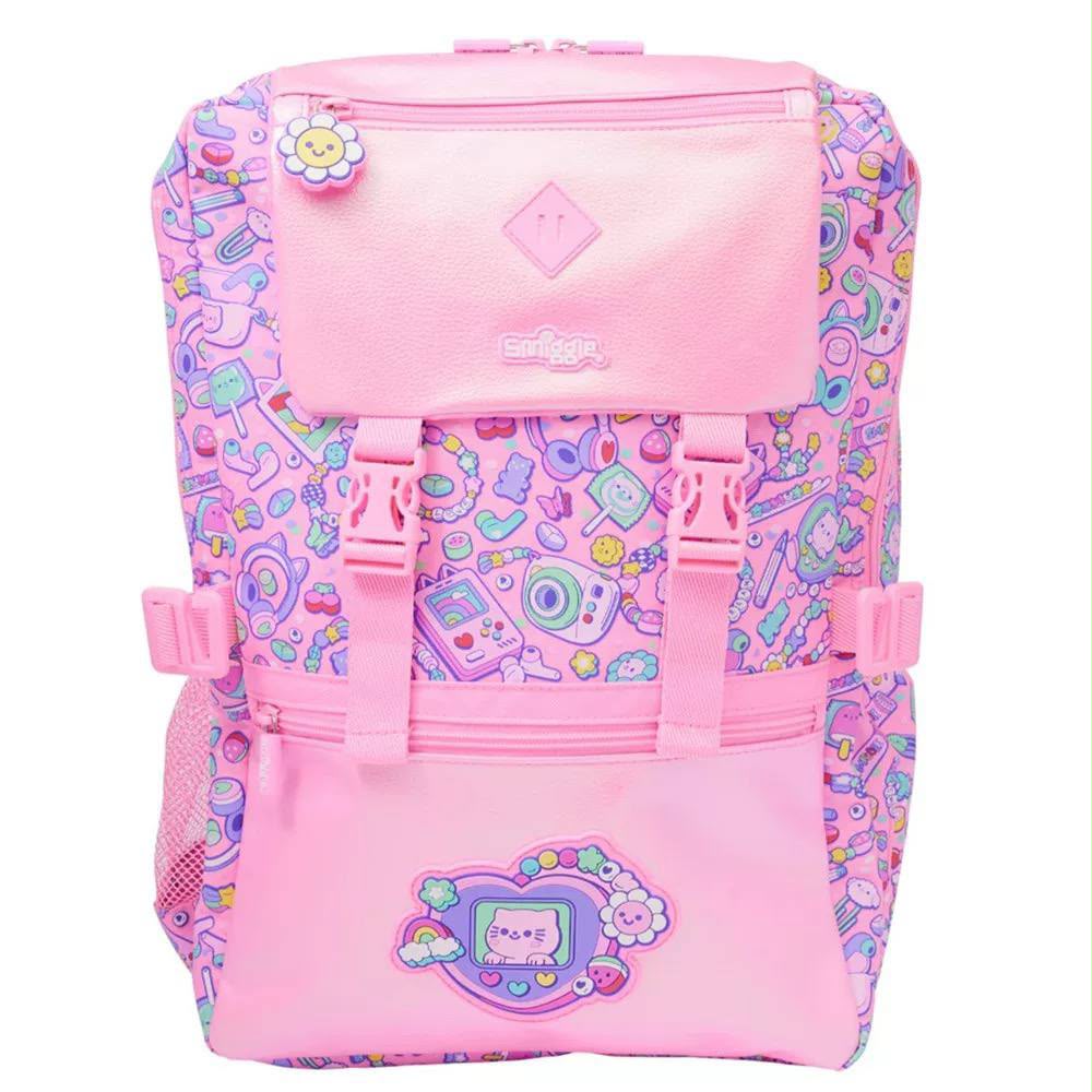 Smiggle Epic Adventures Attach Foldover 18 Backpack in pink