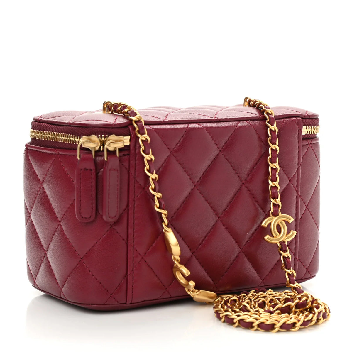 Chanel Lambskin Quilted Small Vanity Case With Chain
