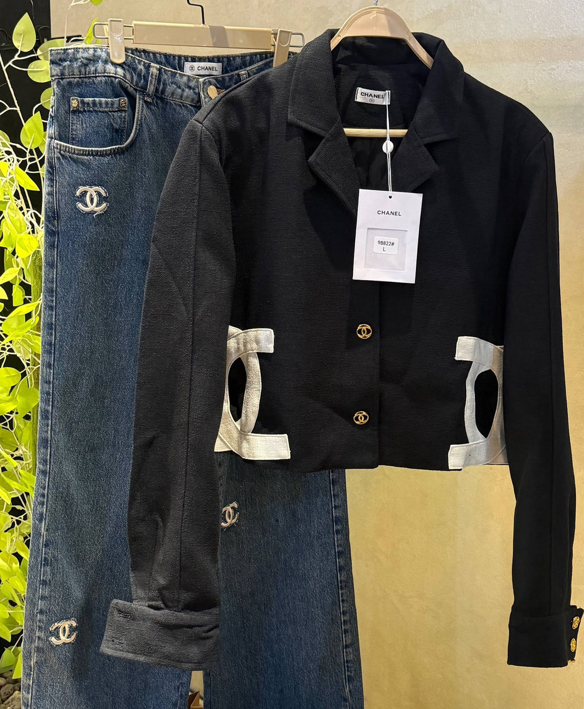 Chanel-style cropped black blazer