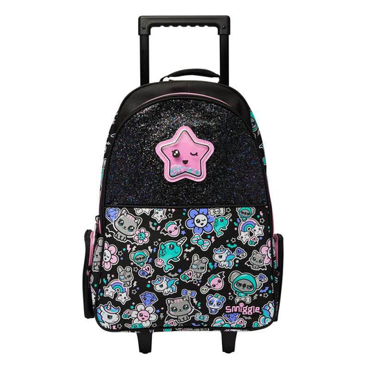 Smiggle Trailblazer Black Trolley Backpack for Kids, 3Y+