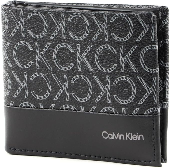 CALVIN KLEIN Men's SUBTLE MONO BIFOLD Wallets, Black Classic Mono, OS, Black Classic Mono, SUBTLE MONO BIFOLD Wallets