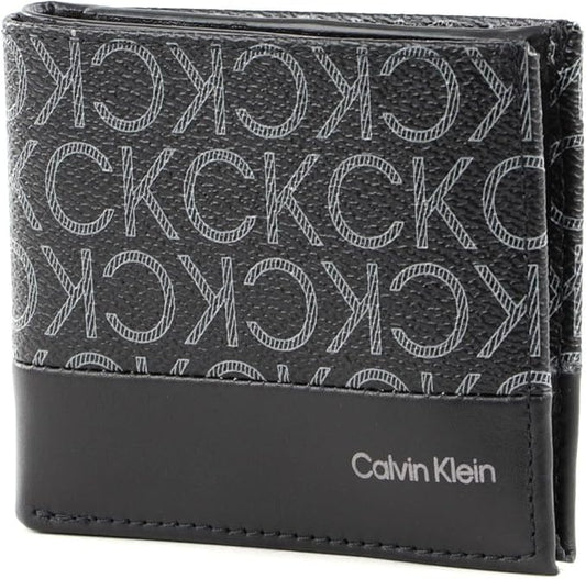 CALVIN KLEIN Men's SUBTLE MONO BIFOLD Wallets, Black Classic Mono, OS, Black Classic Mono, SUBTLE MONO BIFOLD Wallets