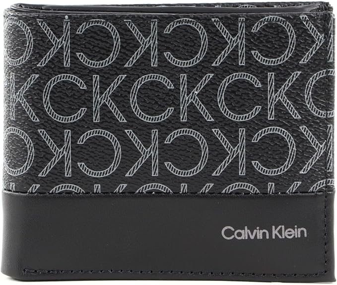CALVIN KLEIN Men's SUBTLE MONO BIFOLD Wallets, Black Classic Mono, OS, Black Classic Mono, SUBTLE MONO BIFOLD Wallets