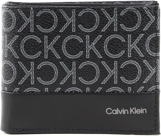 CALVIN KLEIN Men's SUBTLE MONO BIFOLD Wallets, Black Classic Mono, OS, Black Classic Mono, SUBTLE MONO BIFOLD Wallets