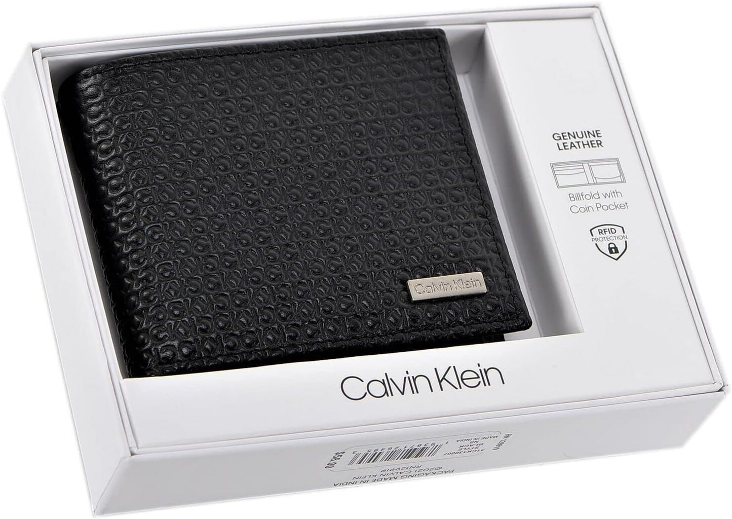 Calvin Klein Men's Genuine Leather Bifold Wallet with RFID Protection, Black