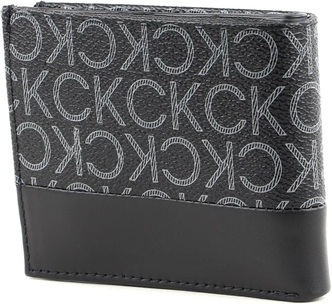 CALVIN KLEIN Men's SUBTLE MONO BIFOLD Wallets, Black Classic Mono, OS, Black Classic Mono, SUBTLE MONO BIFOLD Wallets