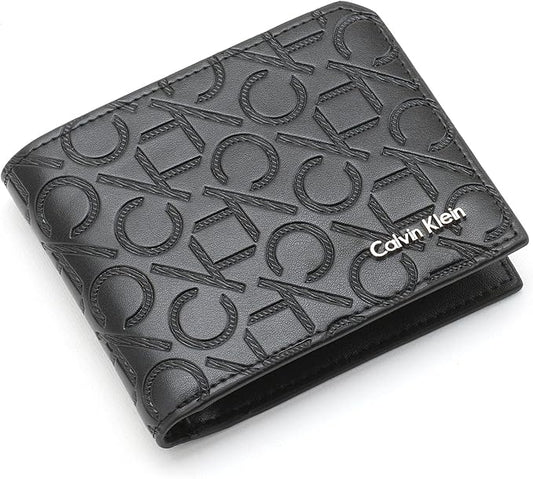 Calvin Klein Two layers Wallet for Men, Leather, Black