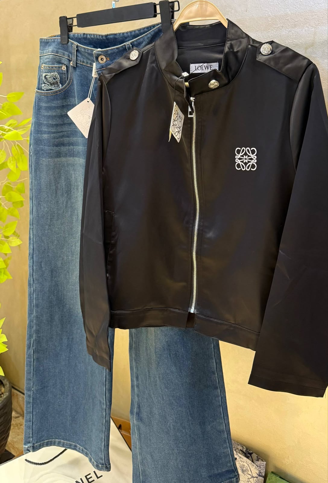 Loewe-inspired embroidered zip-up biker jackets