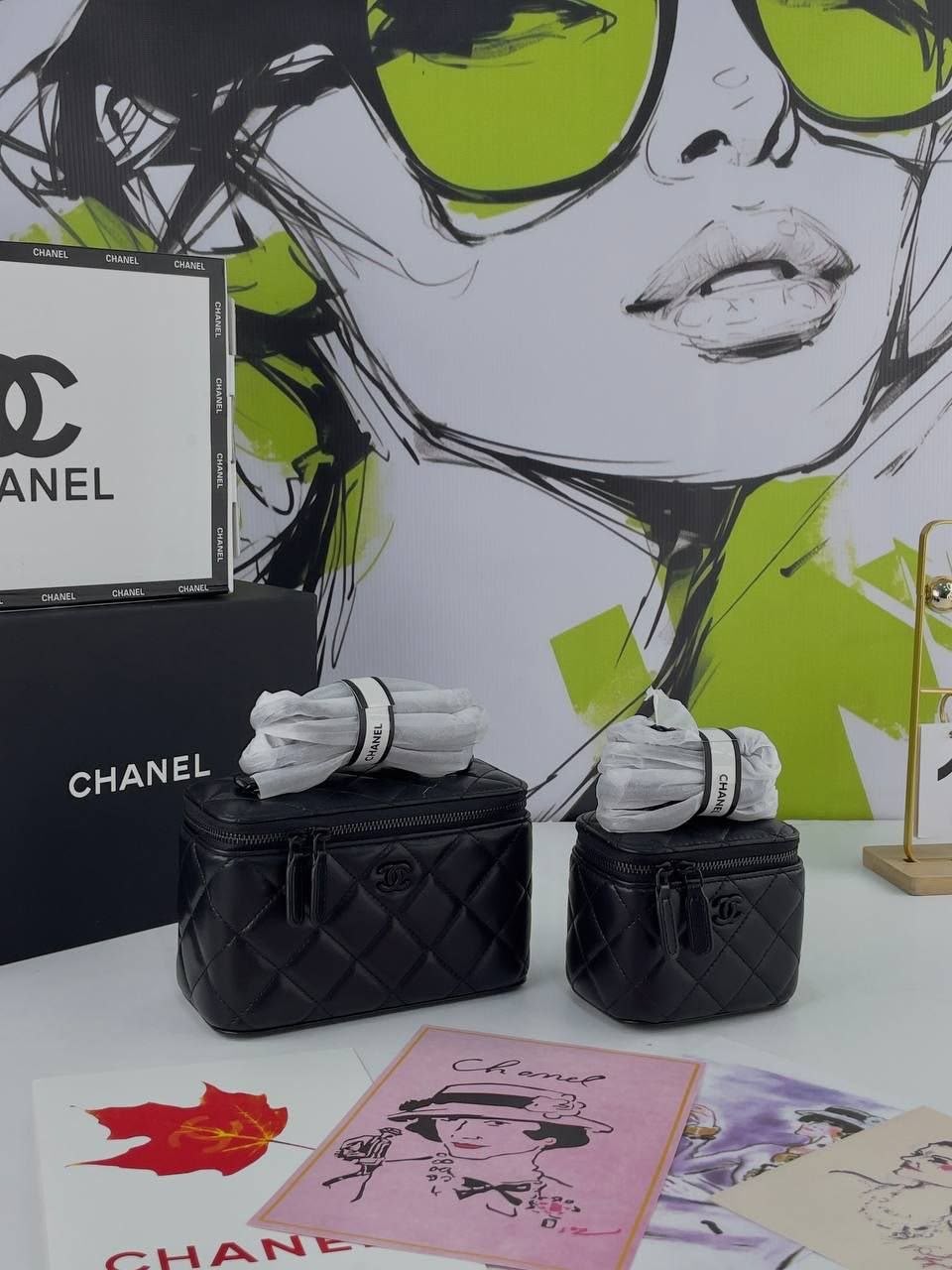 Chanel Lambskin Quilted Small Vanity Case With Chain