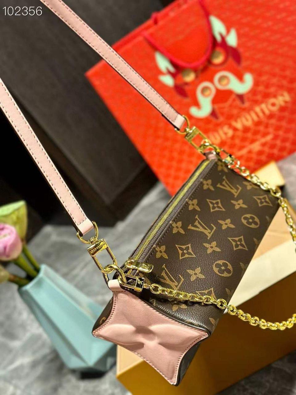 Louis Vuitton Monogram Pochette with Gold Chain