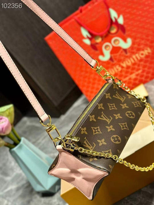 Louis Vuitton Monogram Pochette with Gold Chain