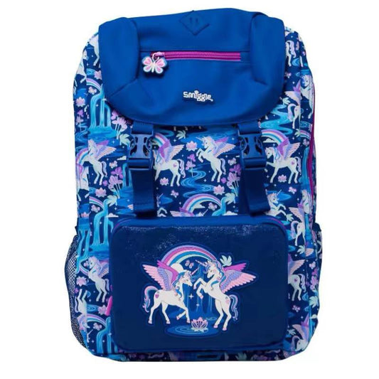 Smiggle blue unicorn Attach Foldover Bag