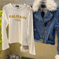 Balmain Faux Fur-Trim Denim Biker Jacket