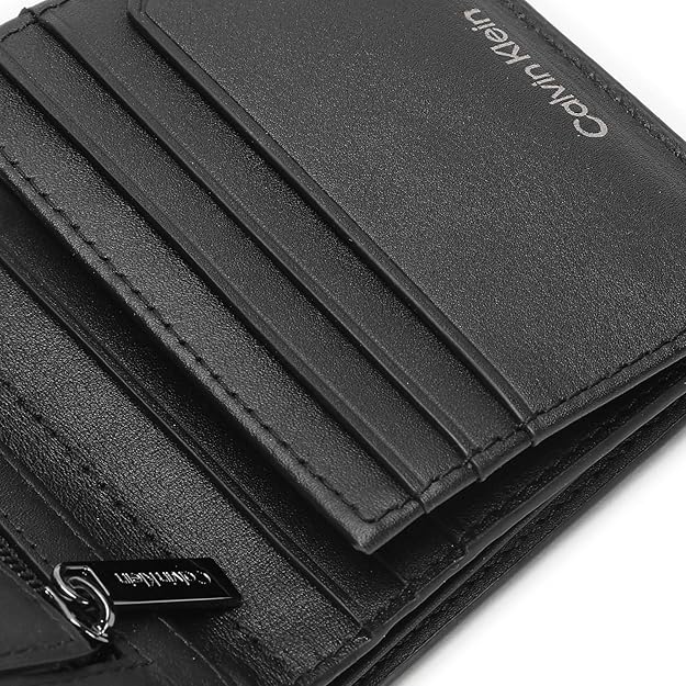 Calvin Klein Leather Black Plain Men Bi-Fold Coin Wallet (ST) - K50K511836BEH, Black