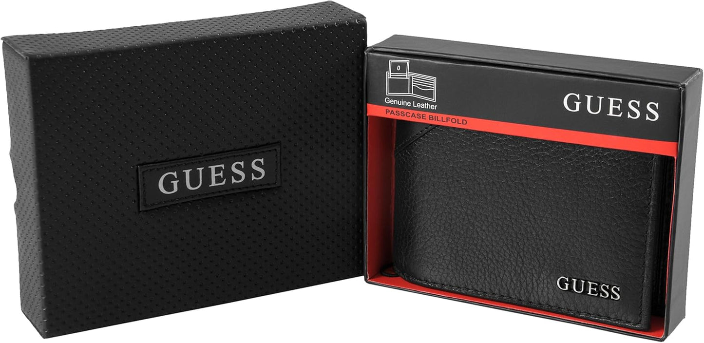 Guess Mens Textured Bi-Fold Passcase Wallet
