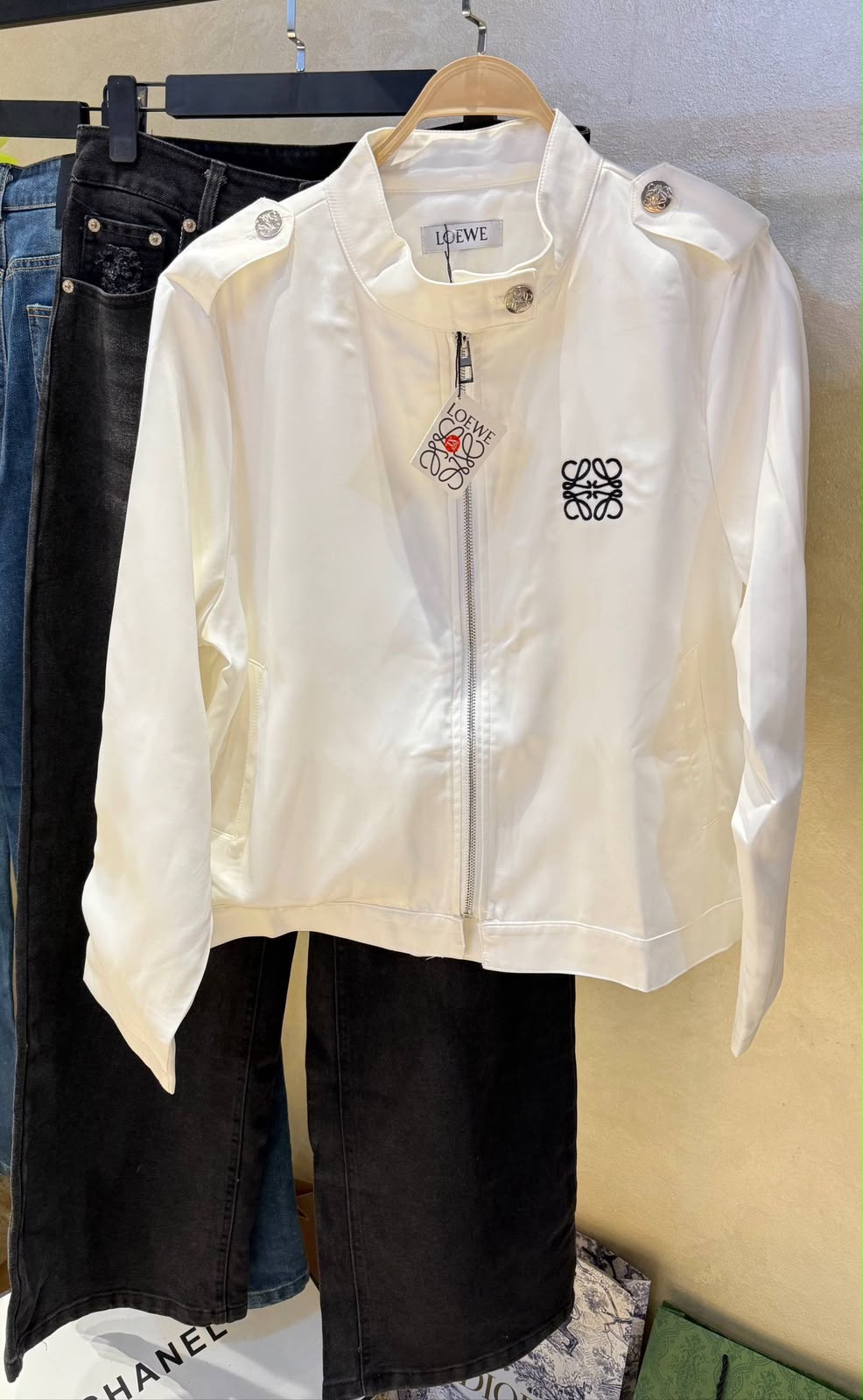 Loewe-inspired embroidered zip-up biker jackets