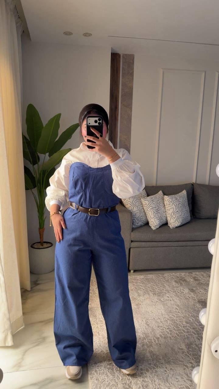 Denim Belted Jumpsuit