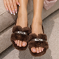 Hermes slippers with soft fur