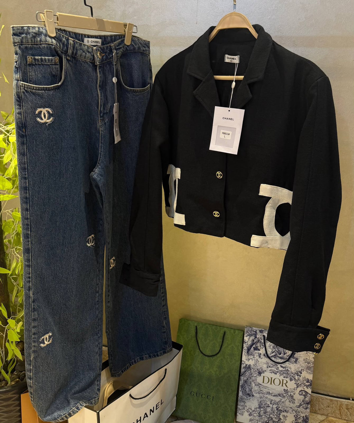 Chanel-style cropped black blazer