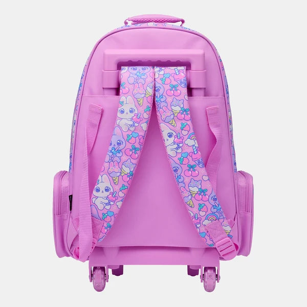 Smiggle Bright Eyes Trolley Backpack With Light Up Wheels - Pink