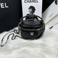 Chanel round Vanity in silver leather