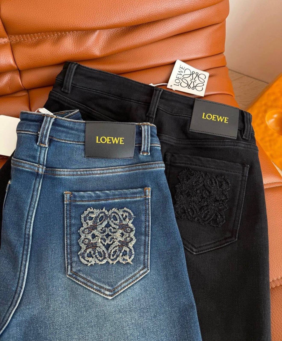 Loewe-inspired embroidered zip-up biker jackets