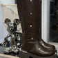 Studded Leather Mid-Calf Boots