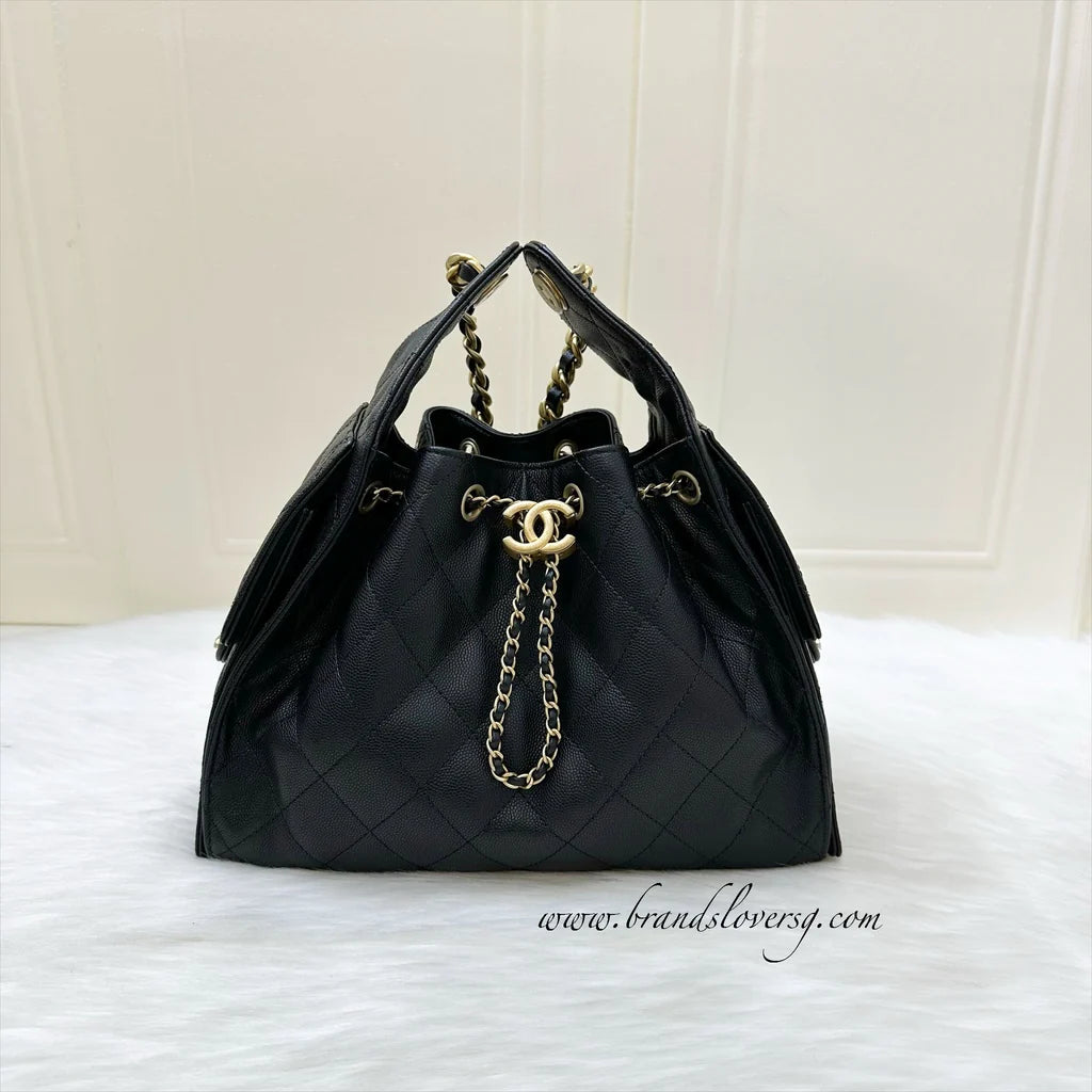 Chanel 25 Small Hobo Bag in Black Caviar and AGHW