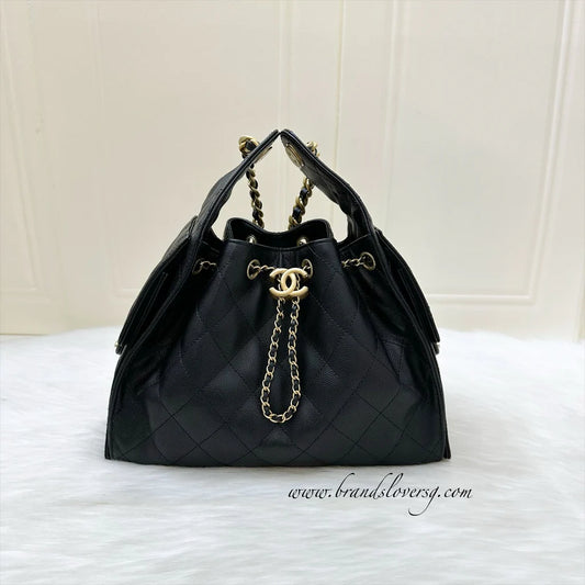 Chanel 25 Small Hobo Bag in Black Caviar and AGHW
