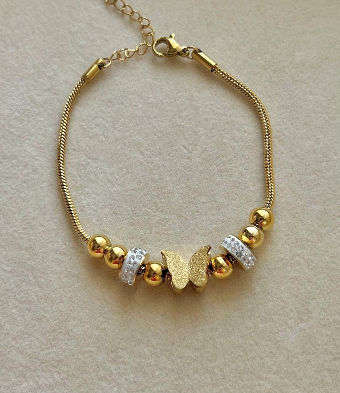 Gold Elegant Butterfly Charm Bracelet