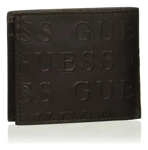 Cartera Billetera Guess Piel Hombre Con Relieve Negro