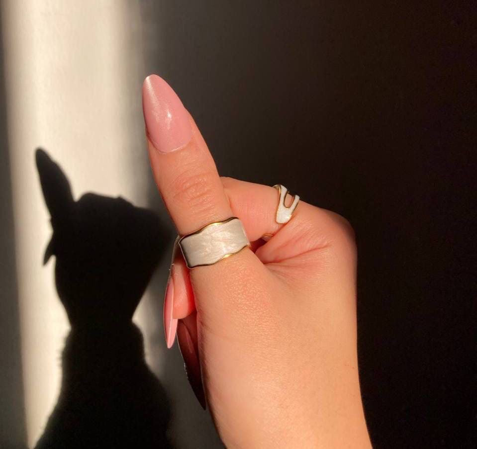 White Stone Gold Ring Set