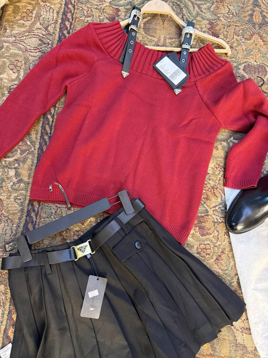 Prada Off Shoulder Knit Sweater