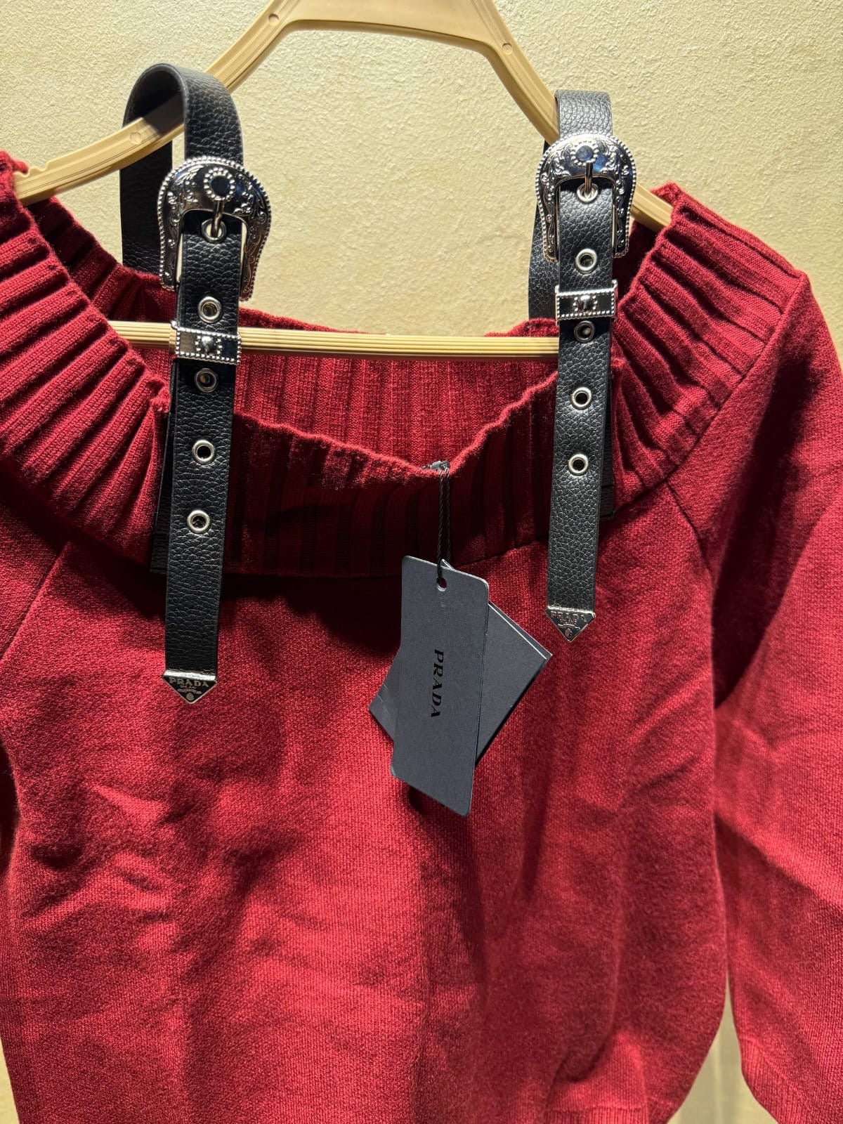 Prada Off Shoulder Knit Sweater