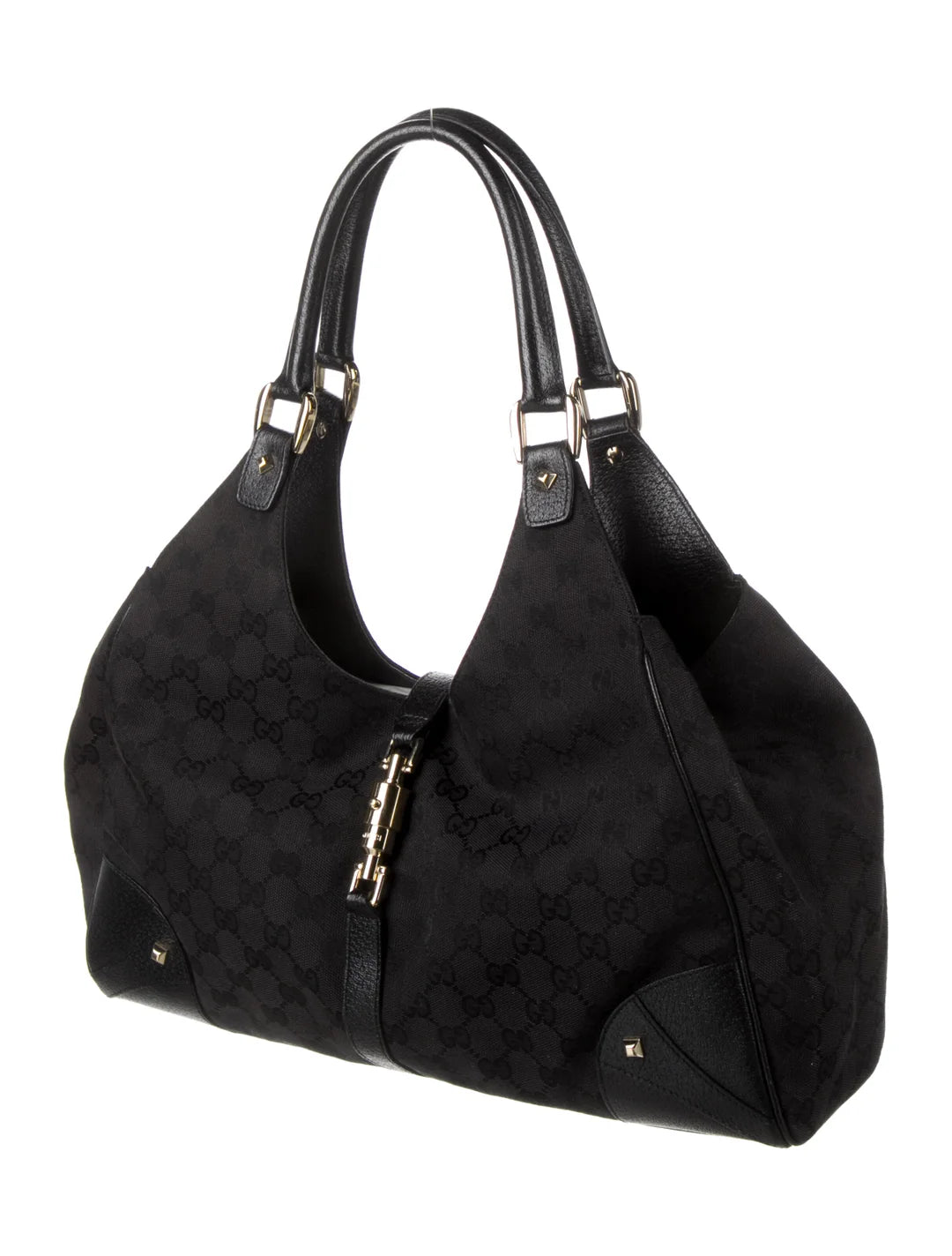 Gucci  GG Canvas Nailhead Jackie Bardot Bag