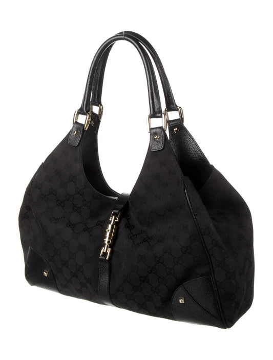 Gucci  GG Canvas Nailhead Jackie Bardot Bag