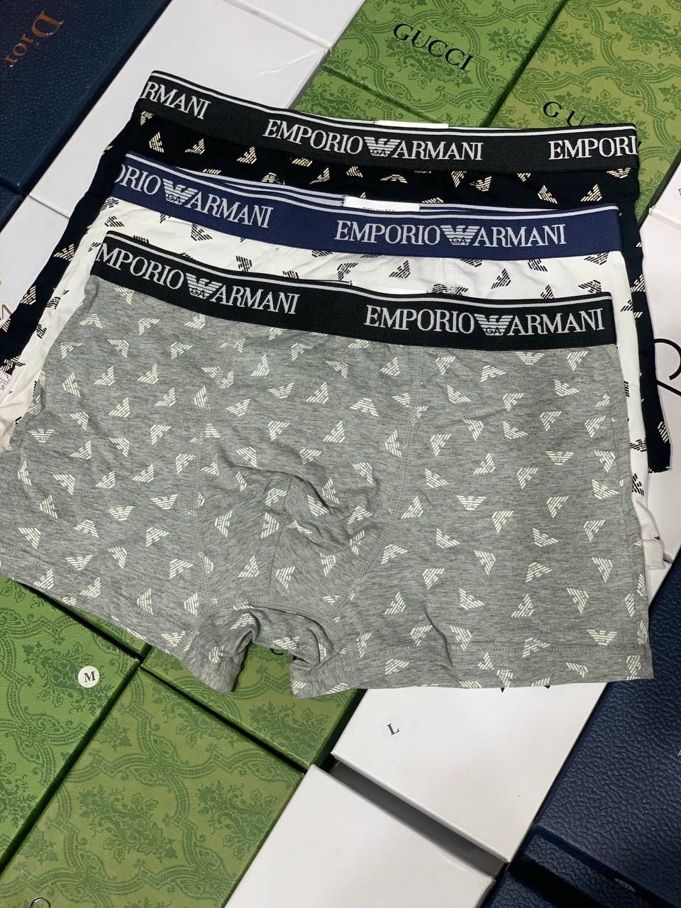 Emporio Armani Men's Pure Cotton Boxer Briefs 3 Pack Emporio Armani