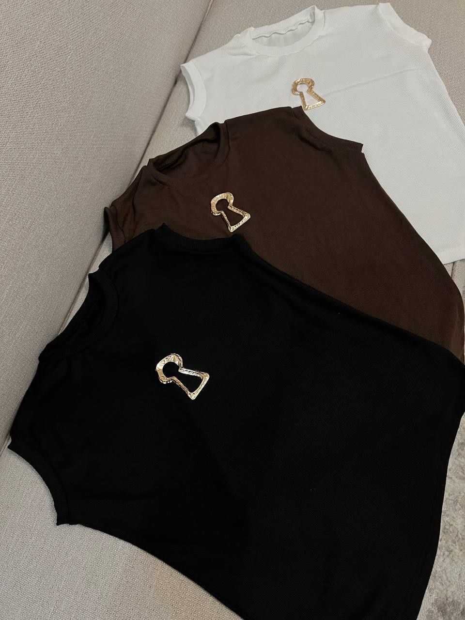 Gold Accent Cut-Out T-Shirt