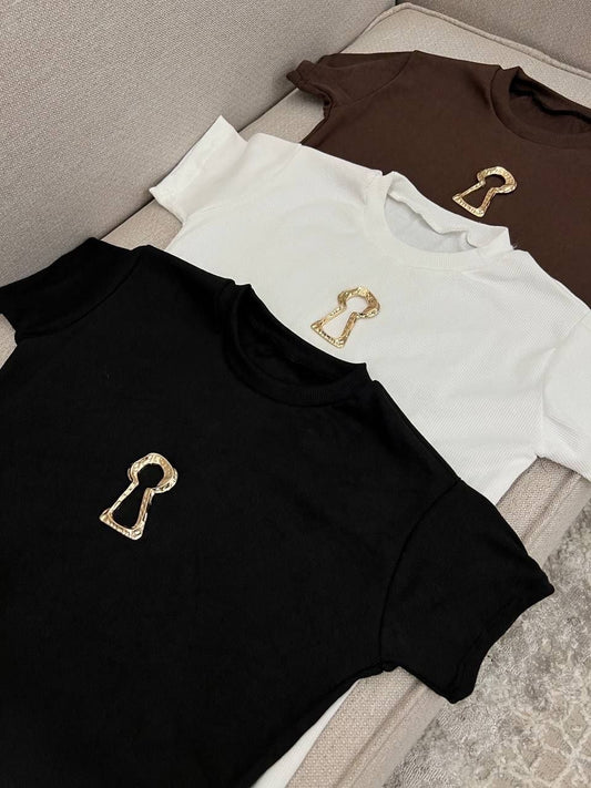 Gold Accent Half Sleeve T-Shirt