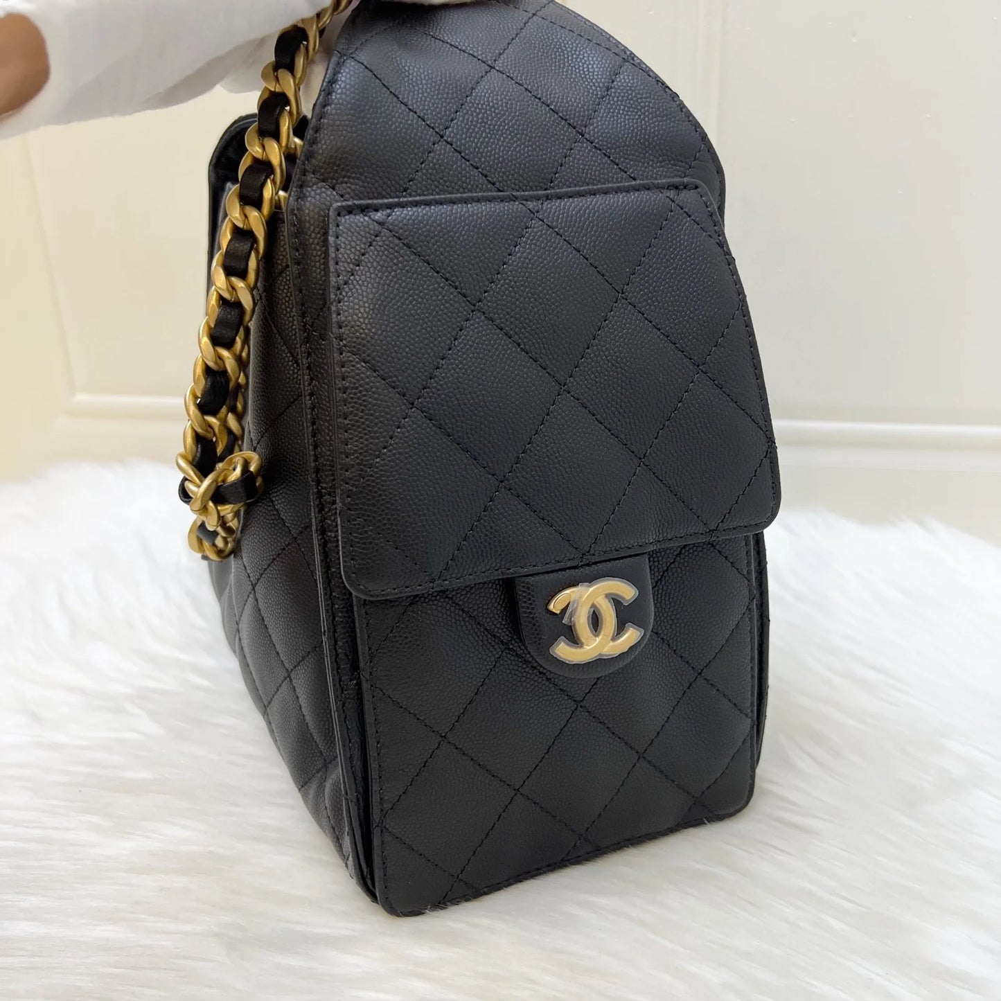 Chanel 25 Small Hobo Bag in Black Caviar and AGHW