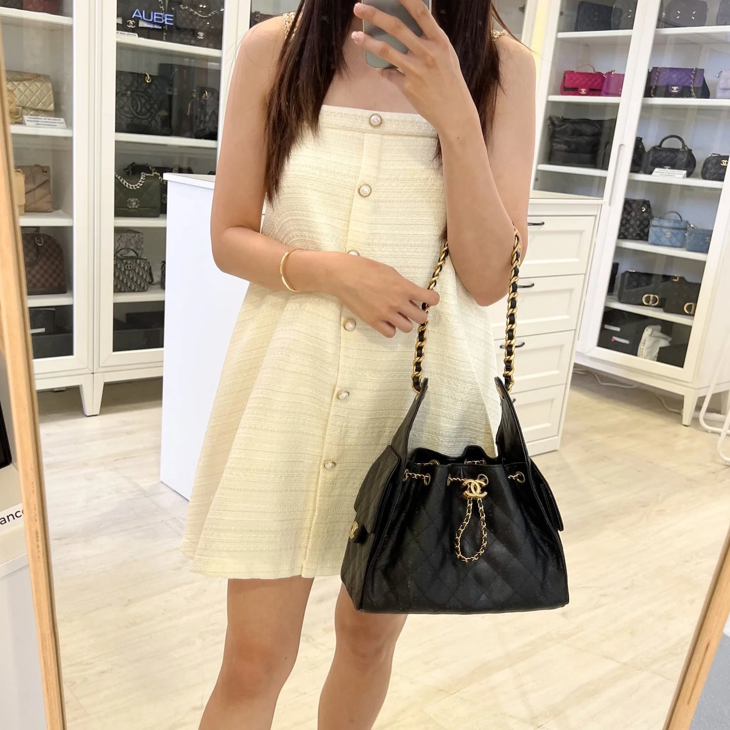Chanel 25 Small Hobo Bag in Black Caviar and AGHW