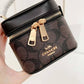 Coach AvaCrossbody Cow Leather Box Bag Shoulder Bag Crossbody Bag Handbag Small Size Women's Dark Brown & Black