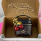 Coach AvaCrossbody Cow Leather Box Bag Shoulder Bag Crossbody Bag Handbag Small Size Women's Dark Brown & Black