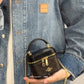 Coach AvaCrossbody Cow Leather Box Bag Shoulder Bag Crossbody Bag Handbag Small Size Women's Dark Brown & Black