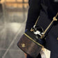 Coach AvaCrossbody Cow Leather Box Bag Shoulder Bag Crossbody Bag Handbag Small Size Women's Dark Brown & Black